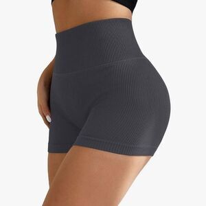 High-Waisted ribbed Gray Women's biker Shorts Amazon sz Small